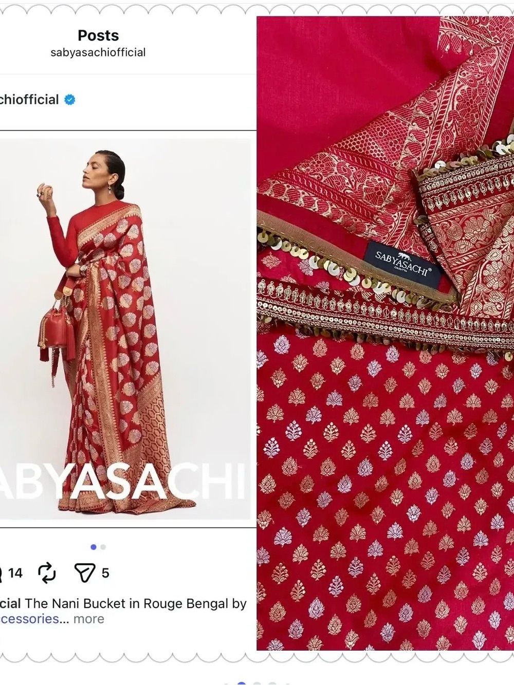 SABYASACHI RED BANARSI SAREE with stitched blouse & petticoat